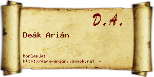 Deák Arián névjegykártya